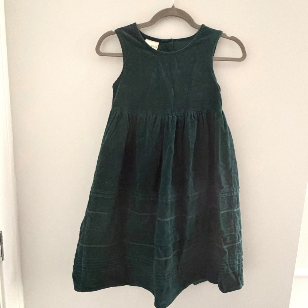 Laura Ashley Mother & Child Girls Forest Green 100% Cotton Dress Size 7 Classic